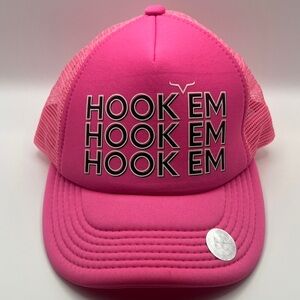 UT 'Hook Em' Trucker Hat in Bright Pink -University of Texas Longhorns